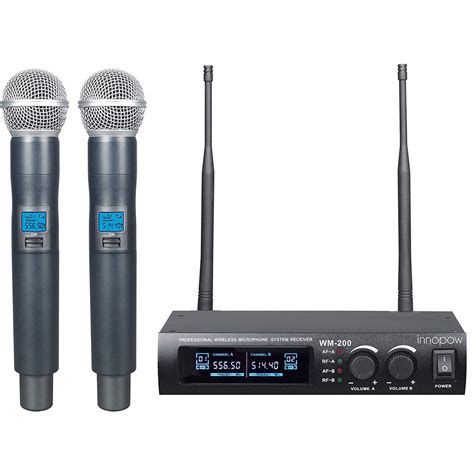 Innopow Metal Dual Uhf Wireless Microphone System Inp Metal Cordless