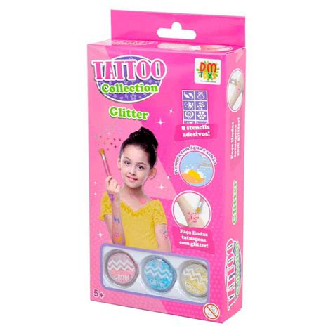 Kit Tatuagem Tempor Ria Infantil Tattoo Collection Glitter Dm Toys