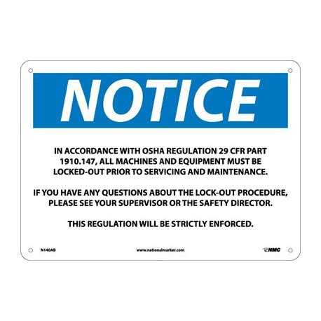 Accuformnmc Mgnf Osha Notice Safety Sign All Machines And Equipment