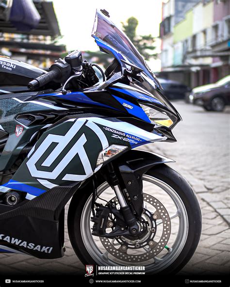 Decal Stiker Motor Kawasaki Zx R Hitam Biru Fullbody Nusakambangan