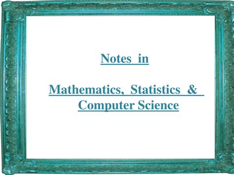 Pdf Notes In Mathematics Statistics And Computer Science