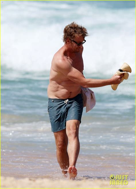 Simon Baker Hits The Beach For Shirtless Beach Day With Son Claude Photo 4970164 Celebrity