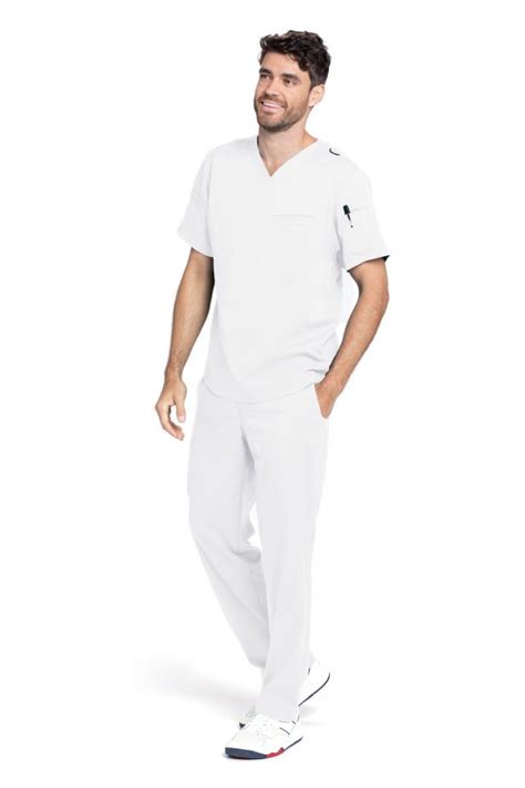 Mens Greys Anatomy Stretch Wesley Scrub Top White The Uniform Edit