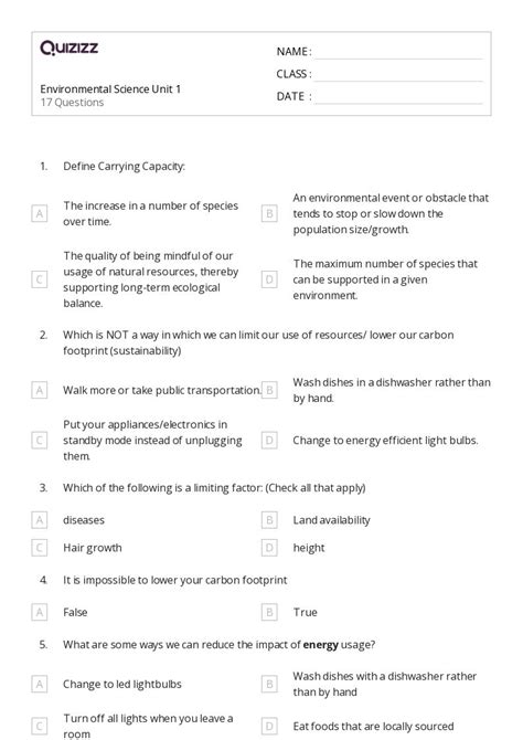 50 Environmental Science Worksheets On Quizizz Free And Printable