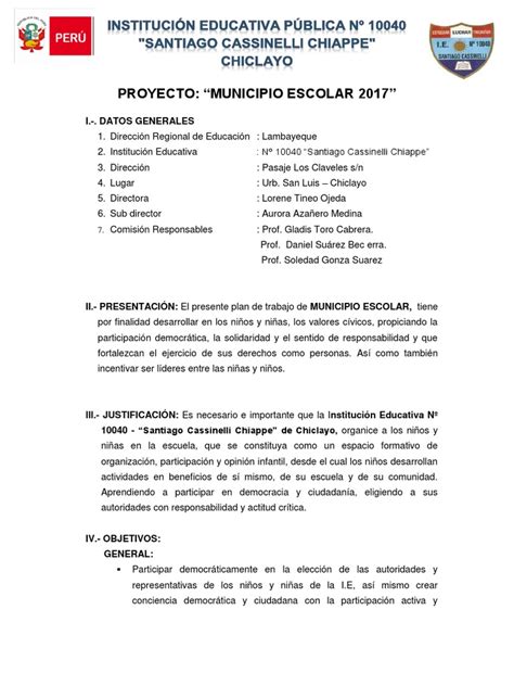 Proyecto Municipio Escolar 2017 A Pdf Democracia Ideologías Políticas