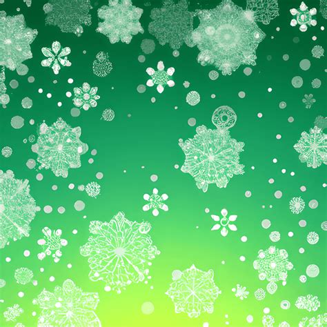 Christmas Green Snowflake Gradient With Glitter Snow Background