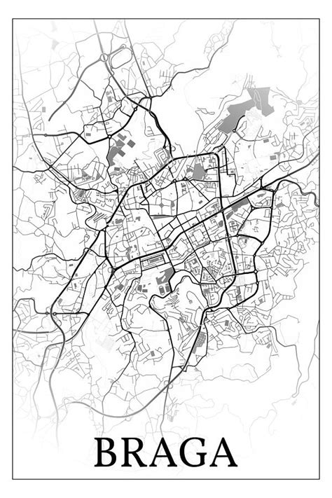 Braga Portugal City Map 002 Digital Art By Dandi Studio Fine Art America