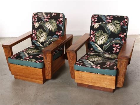 Pair Of 1940s Hawaiian Koa Wood Club Chair Hawaiian