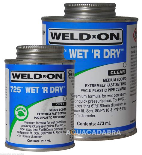 Weld On 725 Wet R Dry Plastic Pvc Filter Pipe Cement Glue Solvent Fish