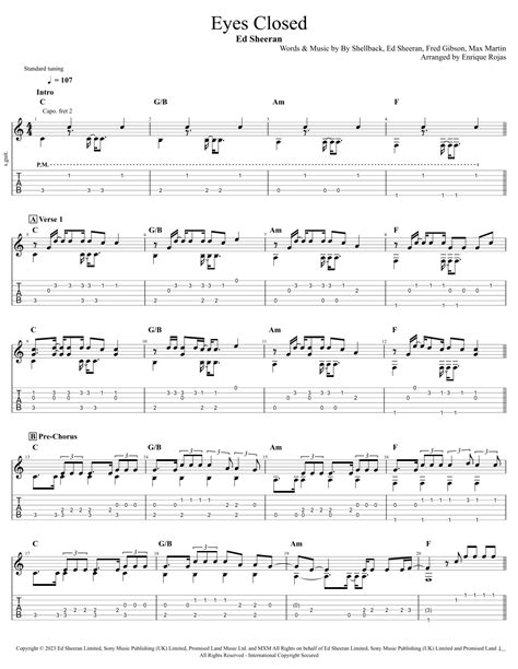 Eyes Closed Arr Enrique Rojas By Ed Sheeran Sheet Music For Solo