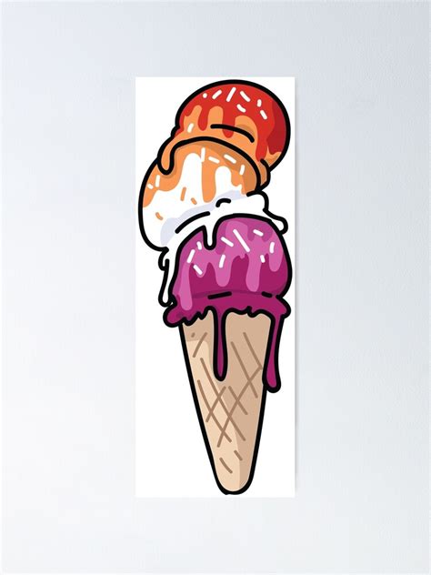 Cute Lesbian Ice Cream Cone Cartoon Vector Illustration Motif Set Poster By Limolida Redbubble
