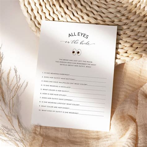 All Eyes On The Bride Game Minimalist Bridal Shower Game Etsy