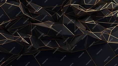 Premium Photo | Modern geometric wallpaper black and gold background 3d ...