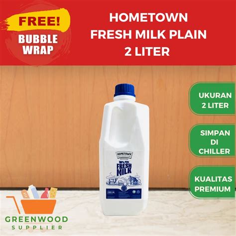 Jual Hometown Fresh Milk Plain Susu Segar 2 Liter Shopee Indonesia