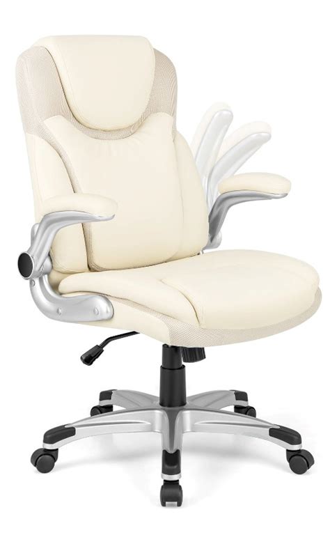 Regina Heavy Duty Leather Office Chair With 90° Folding Arms