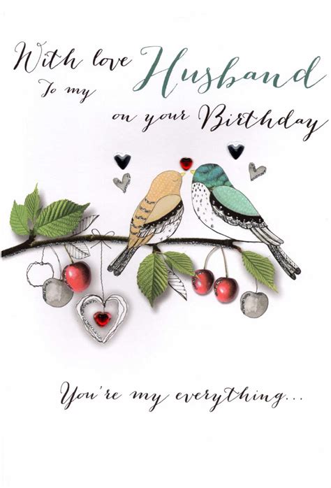 With Love Husband Birthday Embellished Greeting Card Cards