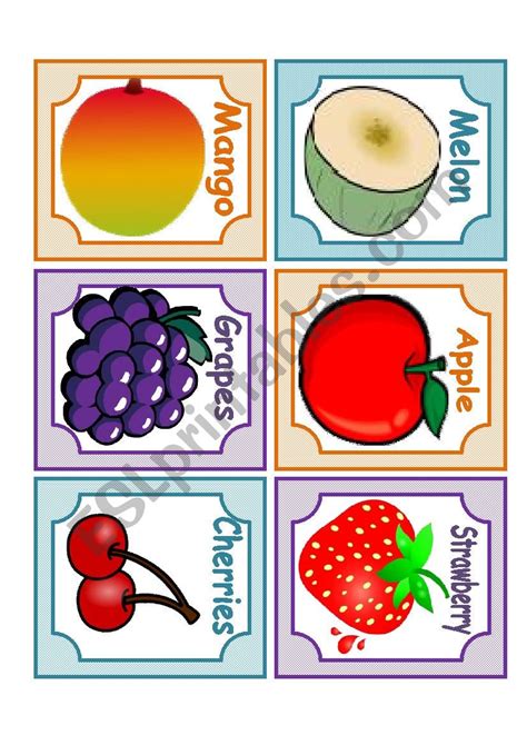 Fruits Flashcards Esl Worksheet By Aguila