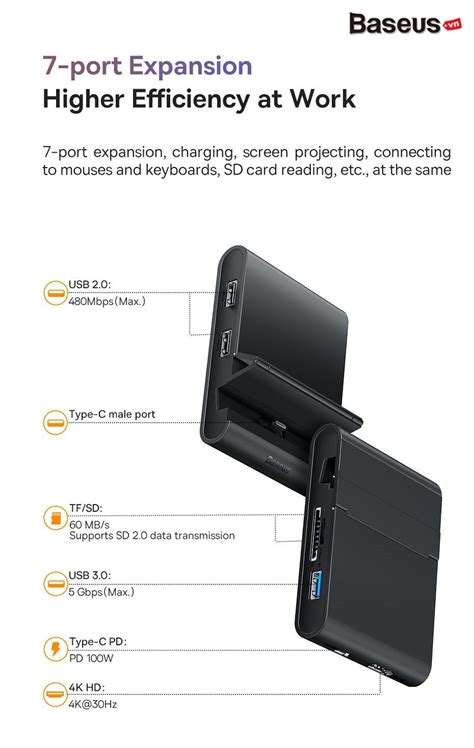 Hub Mở Rộng Đa Năng Baseus Mate Docking Type C Mobile Phone Intelligen