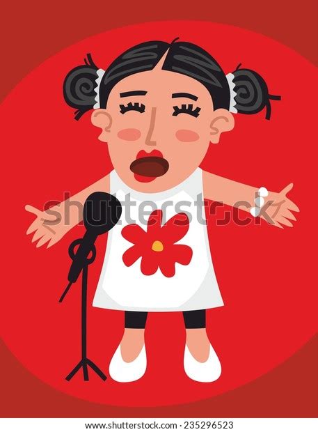 Girl Singing Into Microphone Stock Vector Royalty Free 235296523