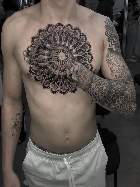 Geometric Mandala Tattoo | Mandala tattoo design, Mandala chest tattoo, Chest tattoo men