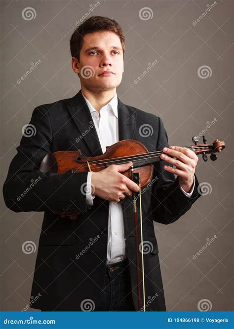 Man Man Dressed Elegantly Holding Violin Stock Photo Image Of