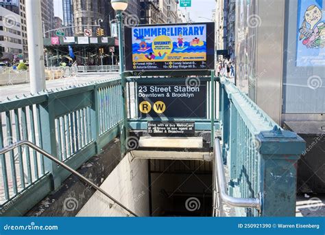 The 23rd Street Subway Entrance At Fifth Avenue Before Gay Pride Parade