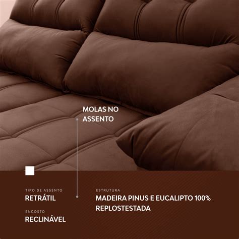 Sofá Retrátil Reclinável Verona Suede Velut King House