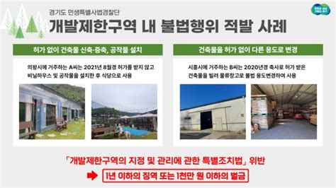 경기도 특사경 개발제한구역 내 불법행위 36건 적발