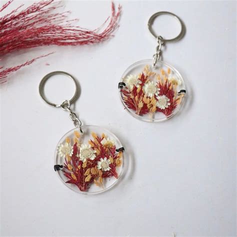 Keychain Floral Keychain Dried Flower Keychain Gift For Her Pressed