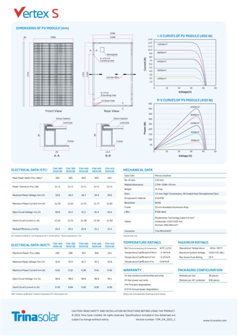 TRINA SOLAR VERTEX S Modulo Fotovoltaico 405Wp TSM 405 DE09 08 AMG