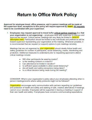 Free Work Policy Samples In Pdf