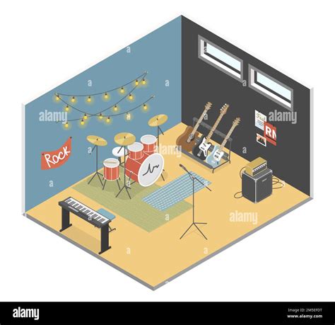 Rock stage - modern vector colorful isometric illustration Stock Vector ...