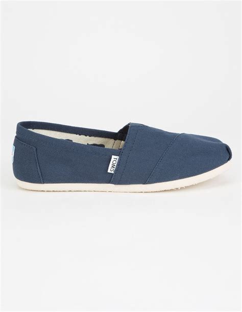 Toms Womens Canvas Classic Slip Ons Navy 262861210 Casual Flats Toms Toms Classic