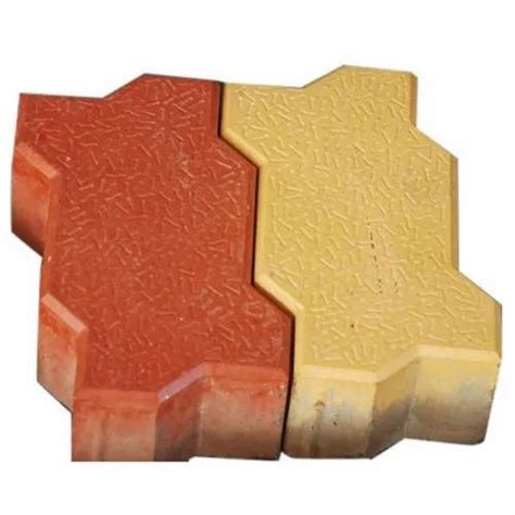 Concrete Red And Yellow Zig Zag Paver Block For Basement Flooring