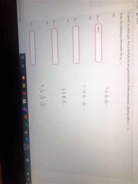 Solved 1 Point In Each Part Find A Formula For The