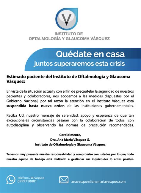 Qu Date En Casa Hasta Nueva Orden Instituto De Oftalmolog A Y