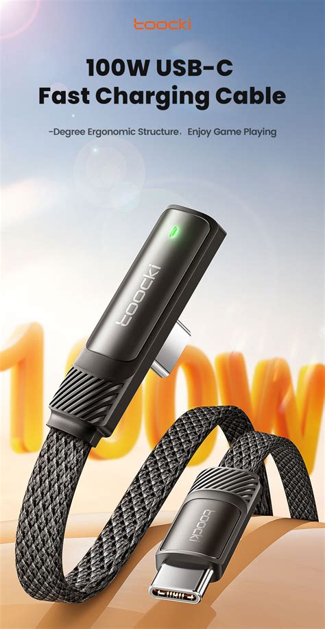 Toocki สายชาร์จ Usb Type C เป็น Type C 90 องศา 100w ชาร์จเร็ว สําหรับ