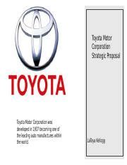 Mba Strategic Proposal Pptx Toyota Motor Corporation Strategic