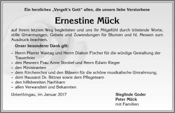 Traueranzeigen Von Ernestine M Ck Augsburger Allgemeine Zeitung