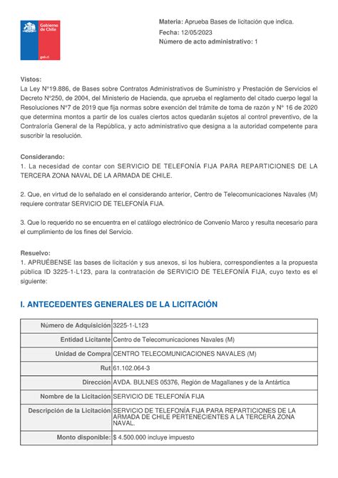 Bases L Vvv Vistos La Ley N De Bases Sobre Contratos