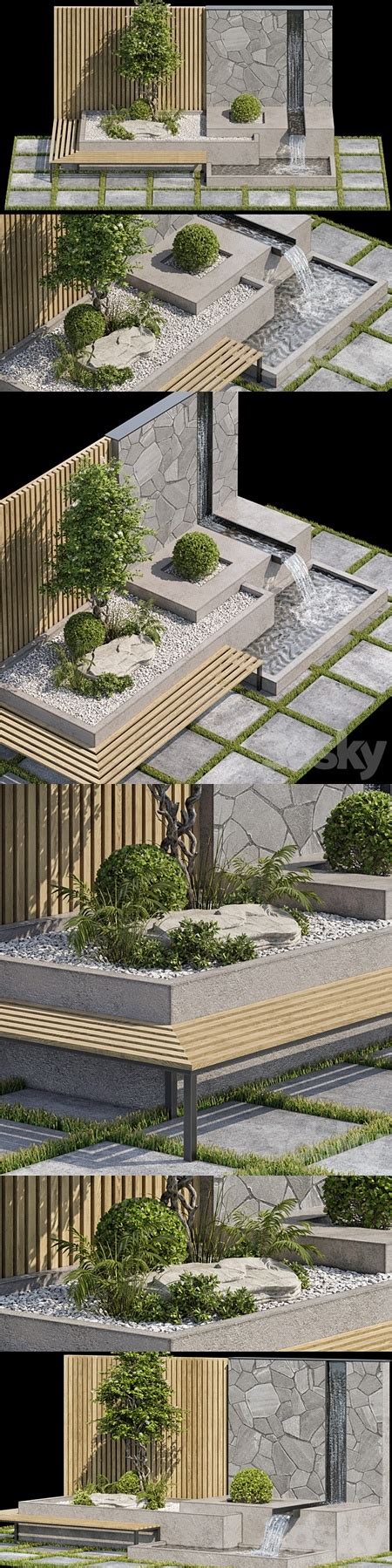 Landscape Furniture With Fountain Architect Element 07 Down3Dmodels