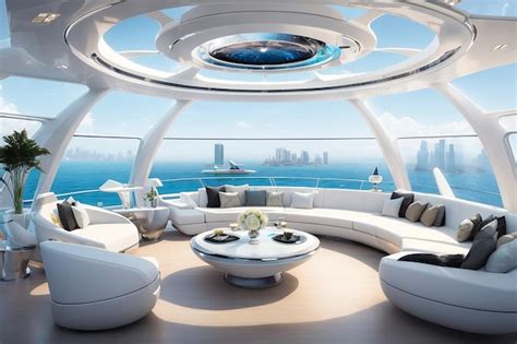 Futuristische Eleganz An Bord Der Ultimativen Yacht Blau