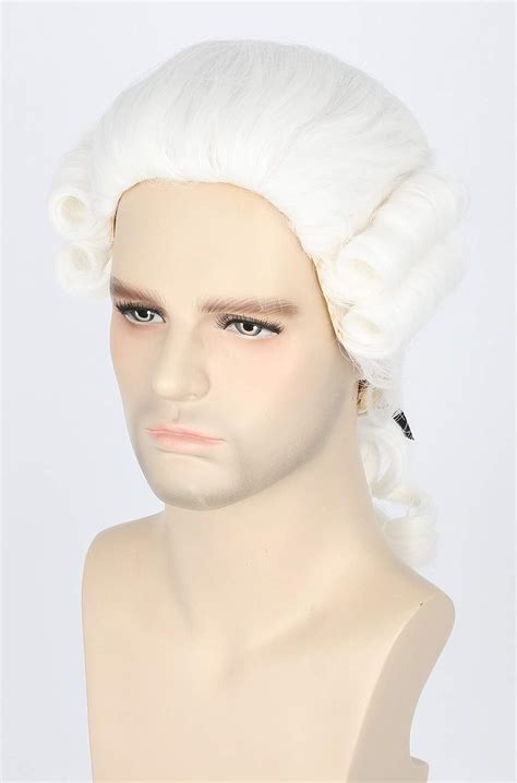 Traqur Judge Colonial Wig Man Long Wave White Wig Washington Halloween Costume