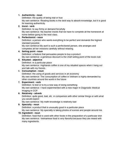 Vocabulary Journal Pdf