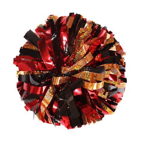 Holographic Gold Metallic Red And Metallic Black 6 Cheerleading Pom I Love Cheer®