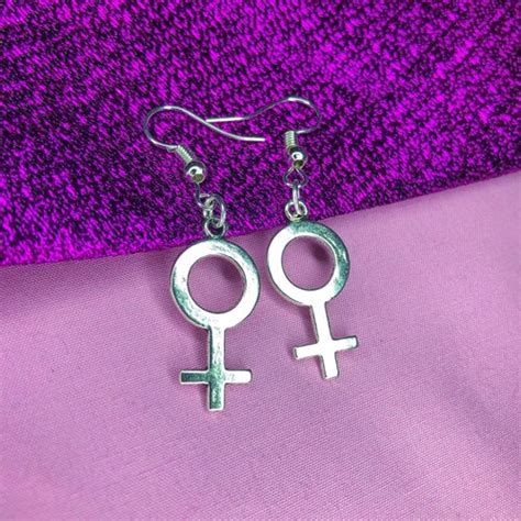 Silver Double Venus Earrings Lesbian Pride Bisexual Pride Etsy