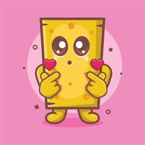 Premium Vector Kawaii Cheese Character Mascot With Love Sign Hand