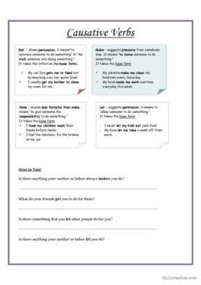 Causative Make English Esl Worksheets Pdf Doc