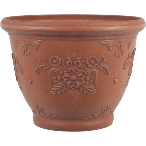 Pride Garden Products In Dia Floral Terra Cotta Plastic Planter