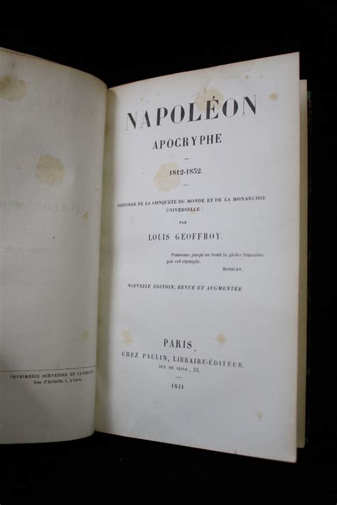 GEOFFROY Napoléon apocryphe 1812 1832 Histoire de la conquête du